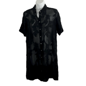 Aritzia Wilfred Sheer Vine-Patterned Black Mini Dress